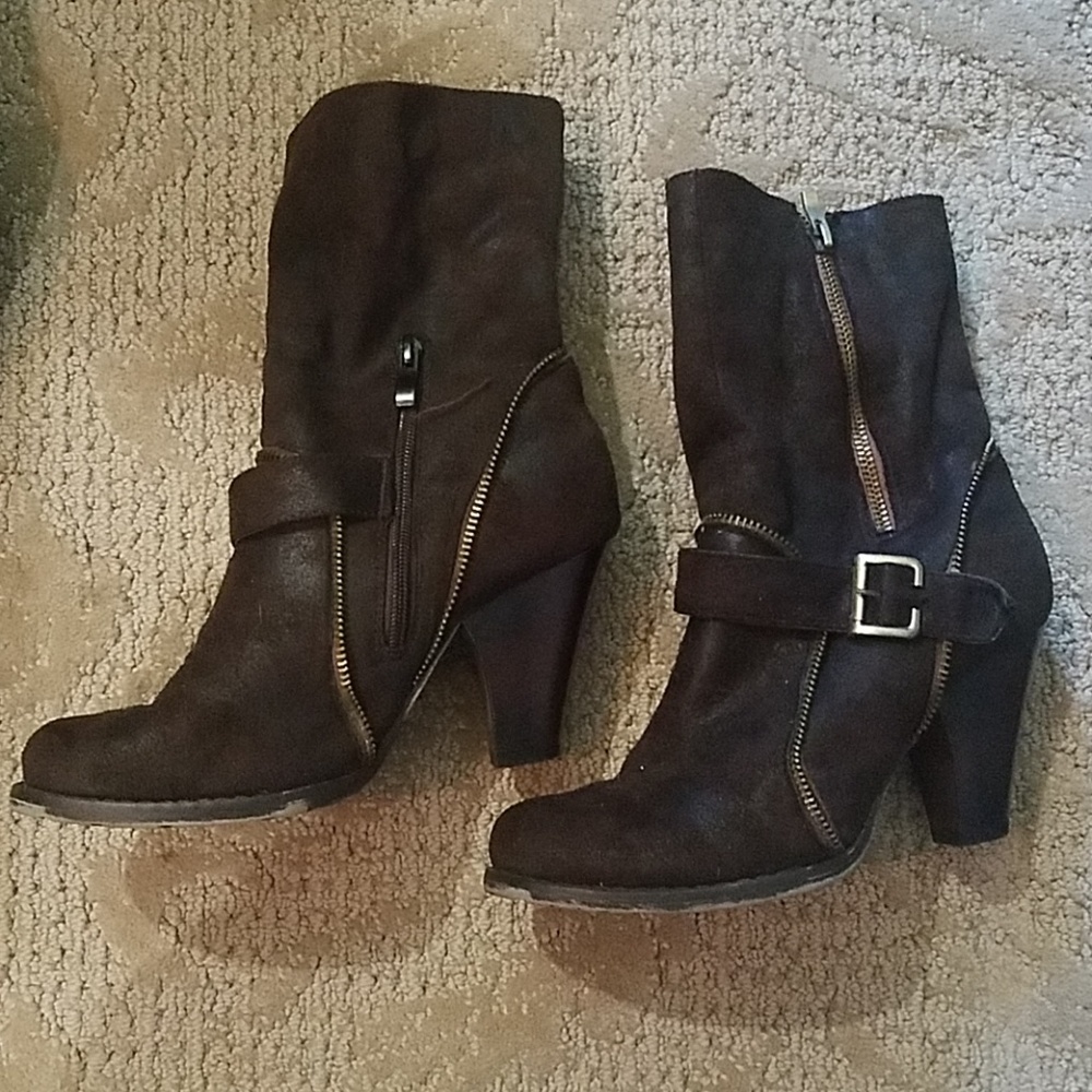 Kathy Jean brown boots with lots of detail